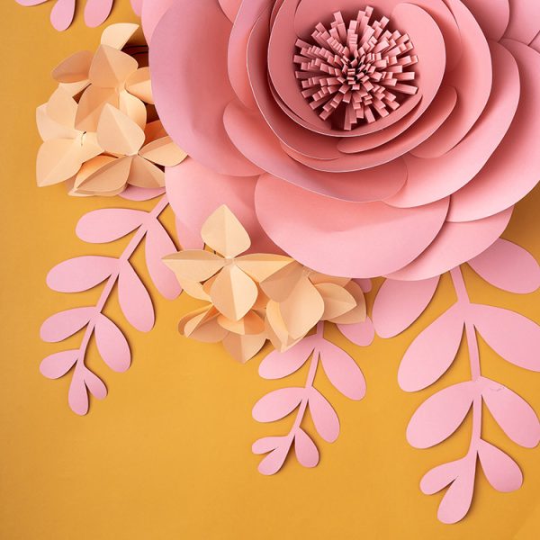 Large paper flowers with paper leaves