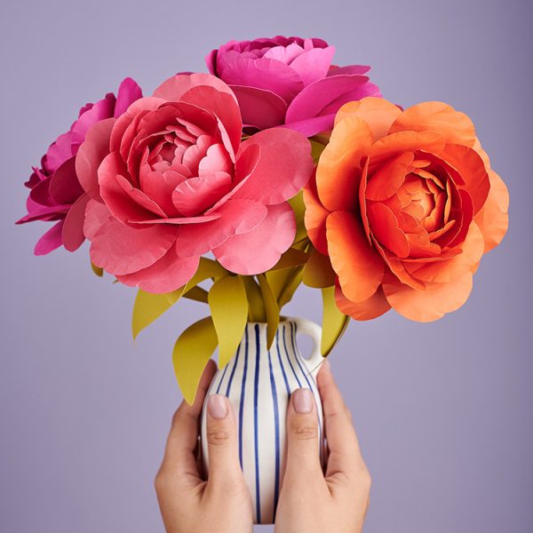 pink and orange peony paper flower bouquet
