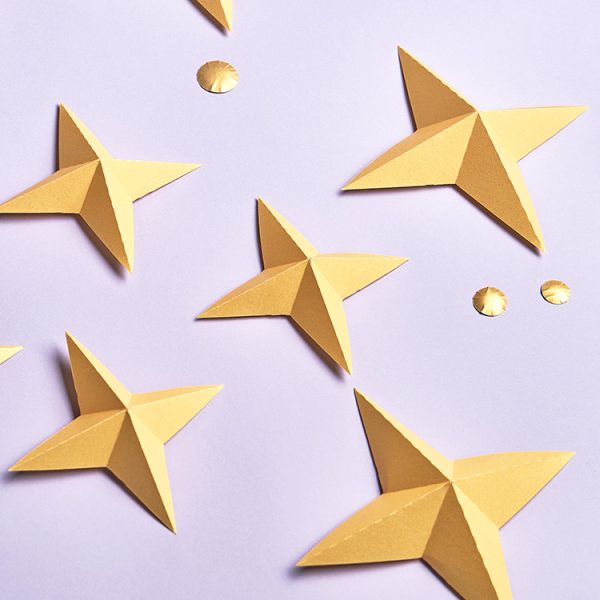 gold paper four-pointed star