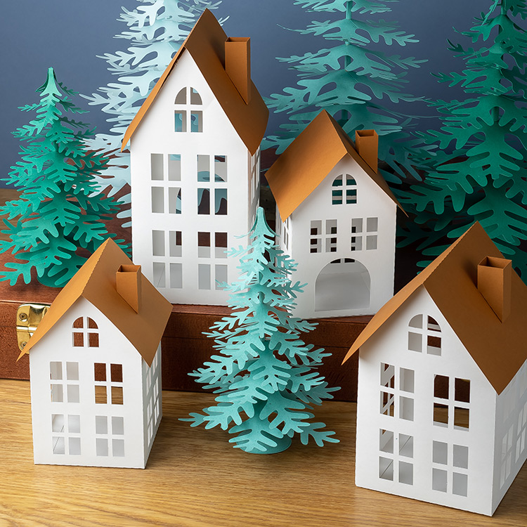 papercraft christmas village templates