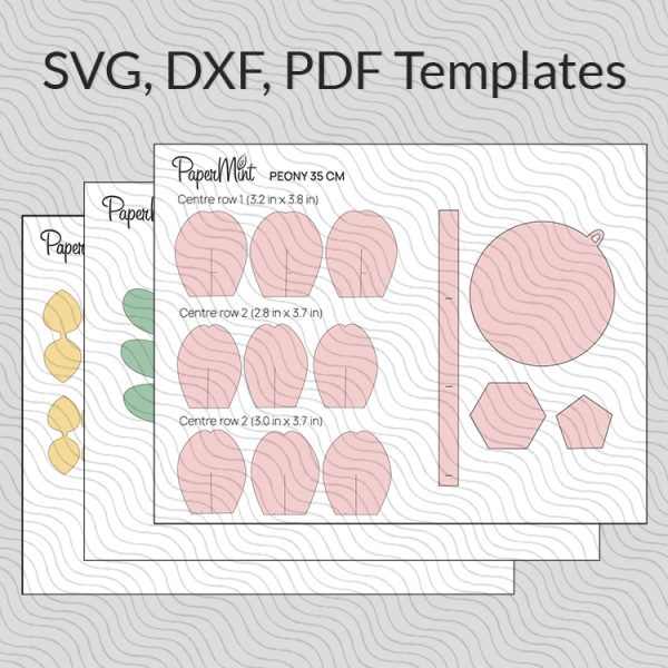 Paper peony flower templates