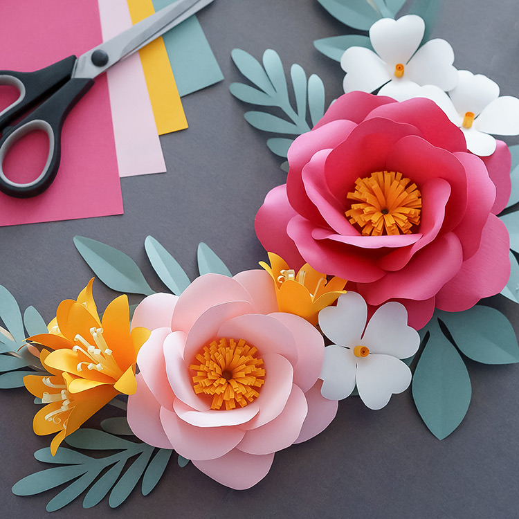 Garden Rose Paper Flower Set Templates & Tutorial - OGCrafts
