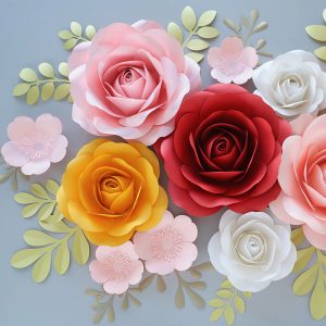 paper rose flowers wall decor