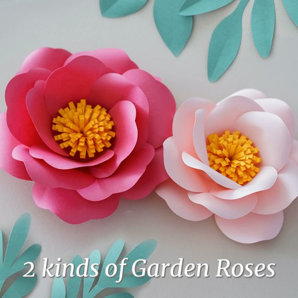 pink garden rose paper flowers