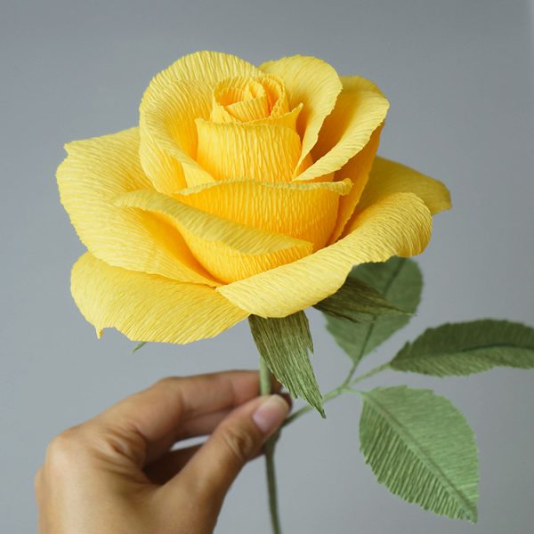 yellow rose crepe paper flower