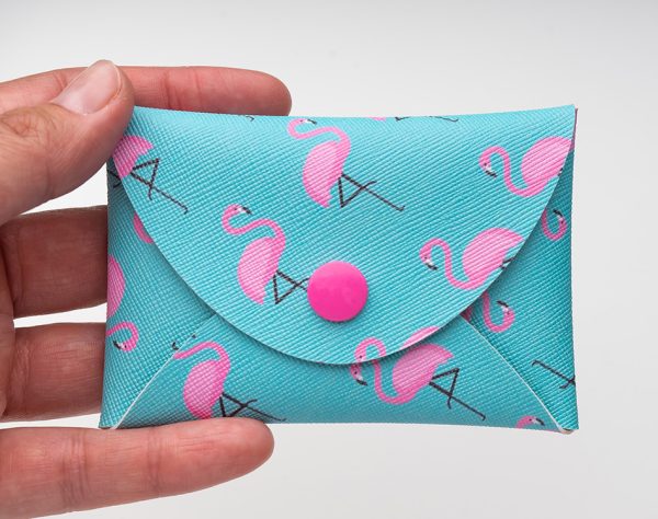 Handmade flamingo faux leather purse SVG
