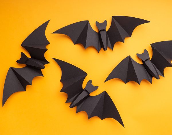 Handmade cardboard bat Halloween decorations