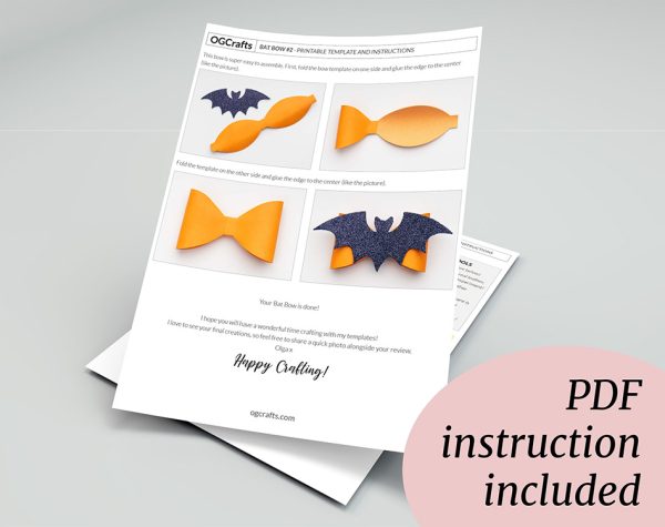 bat hair bow svg pdf template tutorial