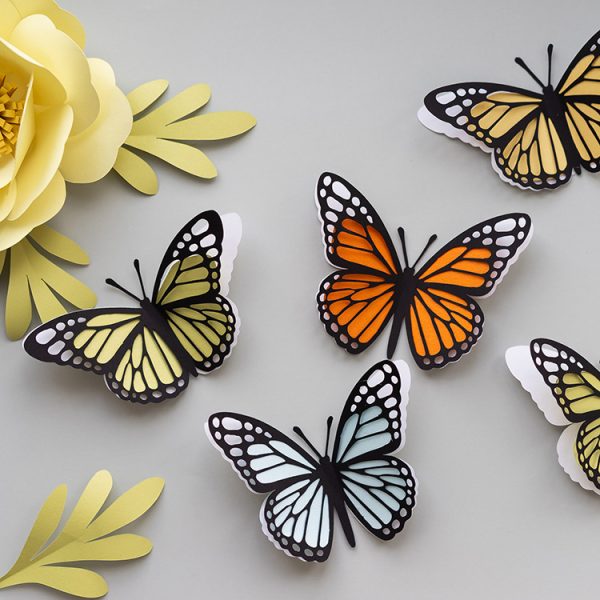 paper flowers with butterflies