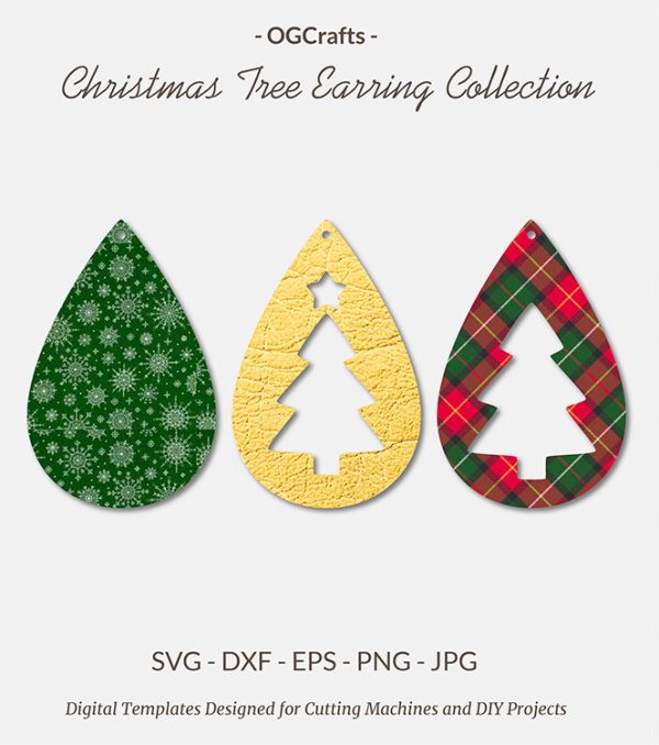 Teardrop christmas earring templates
