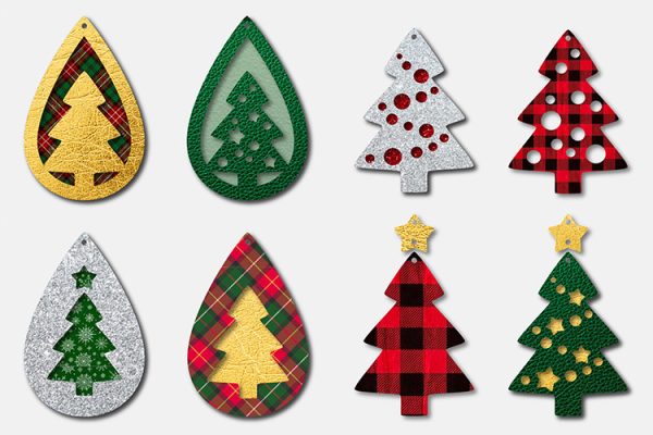 christmas tree earring svg templates bundle