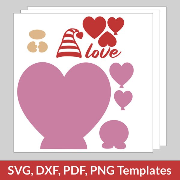 valentine gnome card svg template
