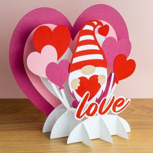 Valentines Gnome Pop Up Card Love