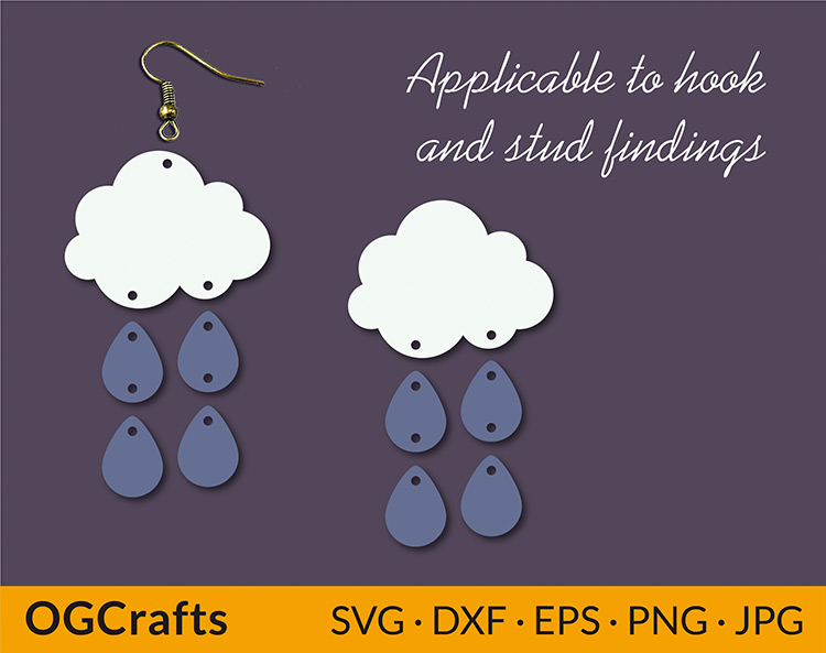 Cloud Shape Earring Card Template, Earring Card SVG, Cricut Silhouette
