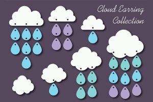 Raindrop Cloud Earring SVG