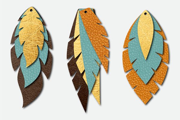 feather earring svg template bundle