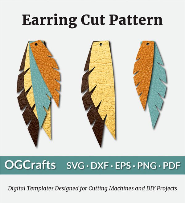feather earring laser cut pattern