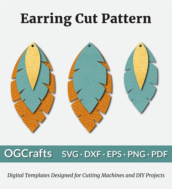 feather layered earring svg cut files for cricut