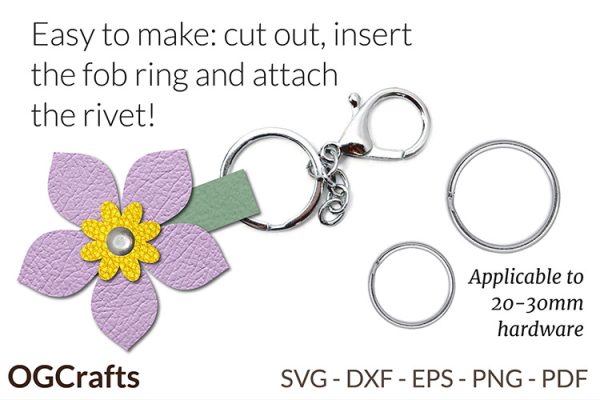 faux leather flower fob template