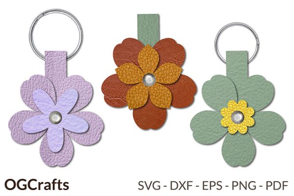 faux leather fobs flower