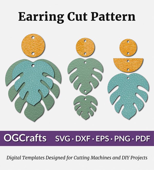 tropical leaf earring template